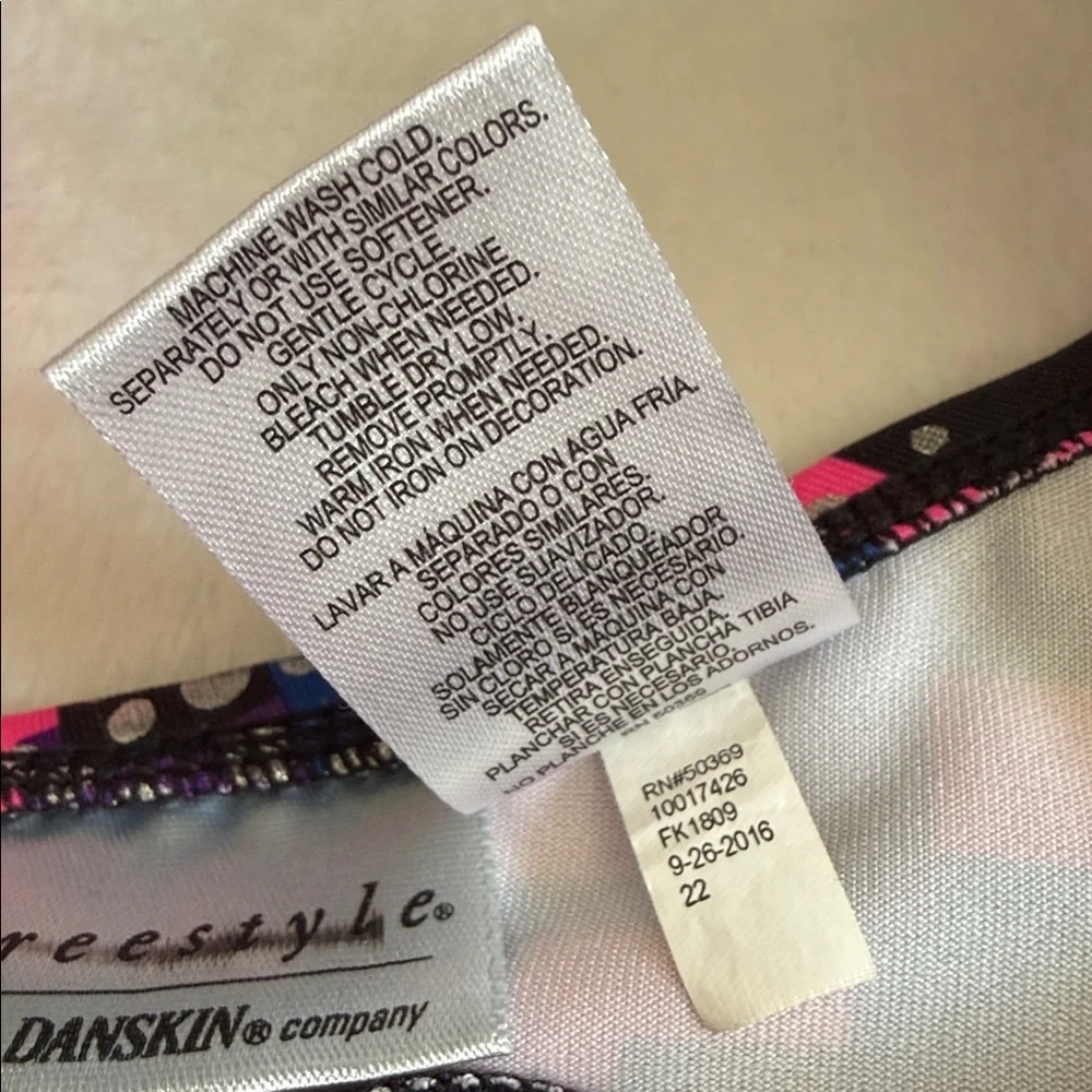 {Danskin} Freestyle | Asymmetrical Strap Geo Gymnastics Dance Leotard (L 10/12)